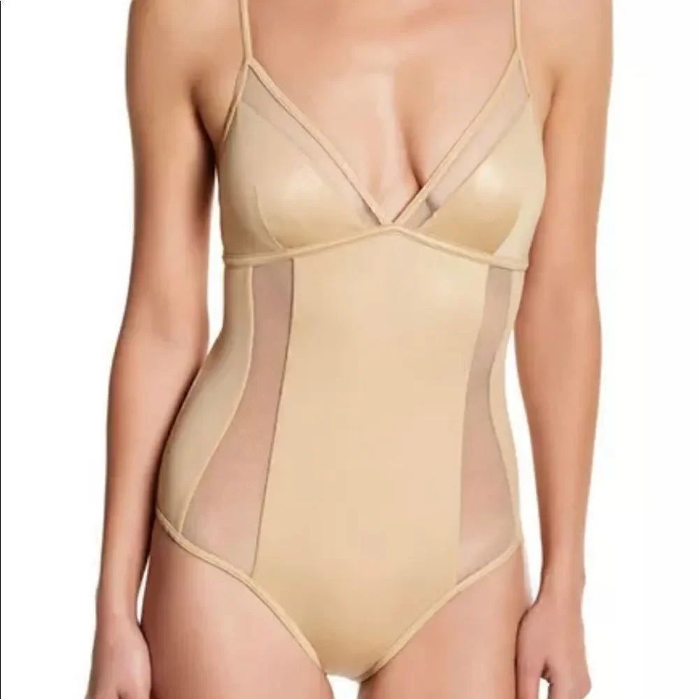 NWT A. Che Reese Maillot swimsuit nude mesh XS